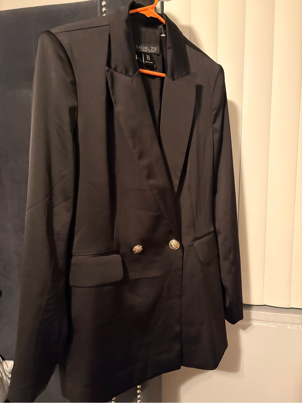 Rachel Zoe Black Double-Breasted Blazer with Gold Buttons